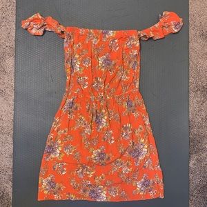 Floral print off shoulder dress